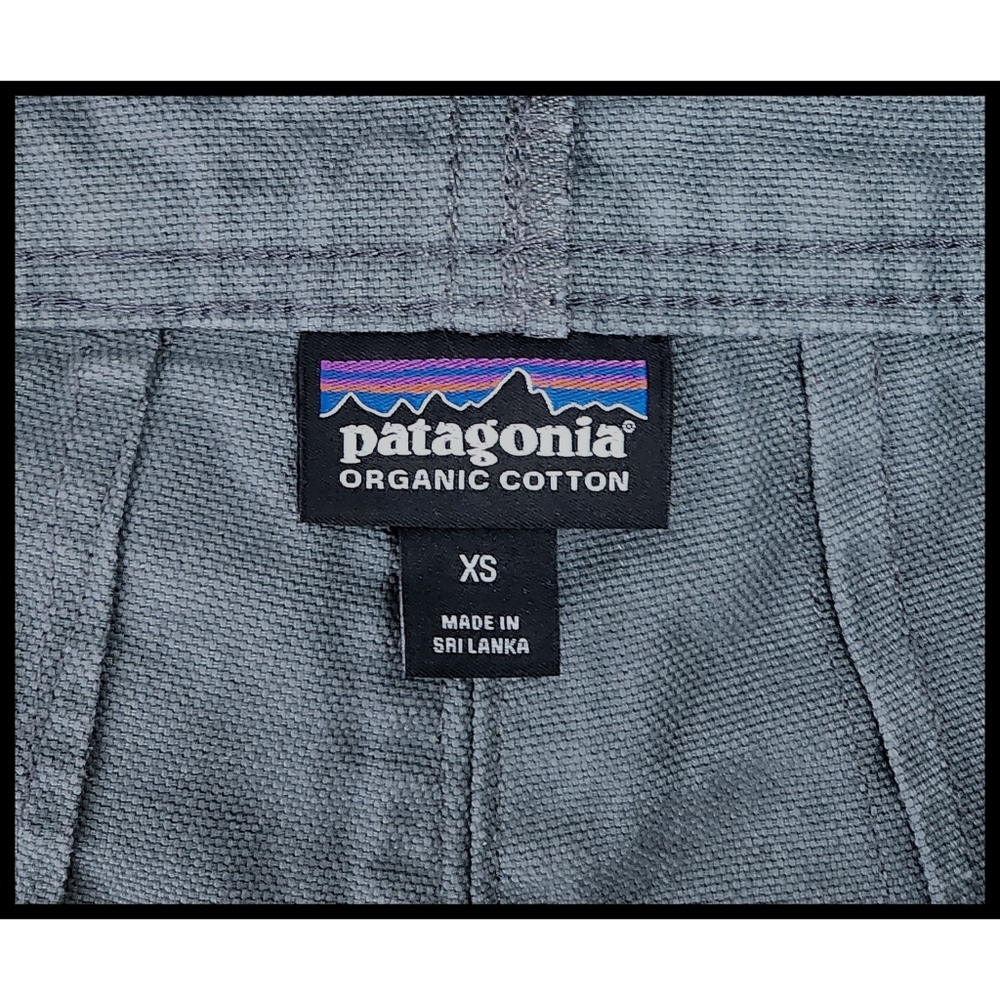 Patagonia Stand Up Bib Utility Shortalls Overalls Organic Cotton Green Gray XS - Picture 7 of 12